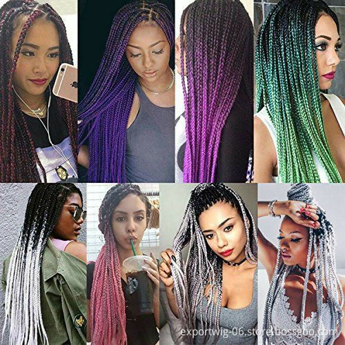 Answer handmade box braids hair box  two tone color synthetic braiding hair synthetic hair extension